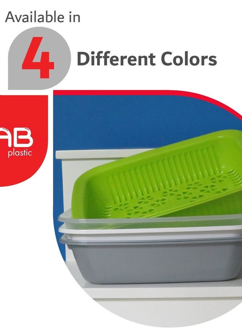 GAB Plastic GAB Plastic, Rectangular Colander, Kitchen Drain Colander, Food Strainer, Kitchen and Cooking Accessory,  Cleaning, Washing and Draining Fruits and Vegetables, Made from BPA-free Plastic  - Image 3