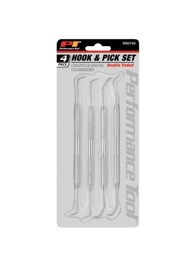 Performance Tool 4-Piece Double-Ended Hook and Pick Set Silver W80749 - Image 1
