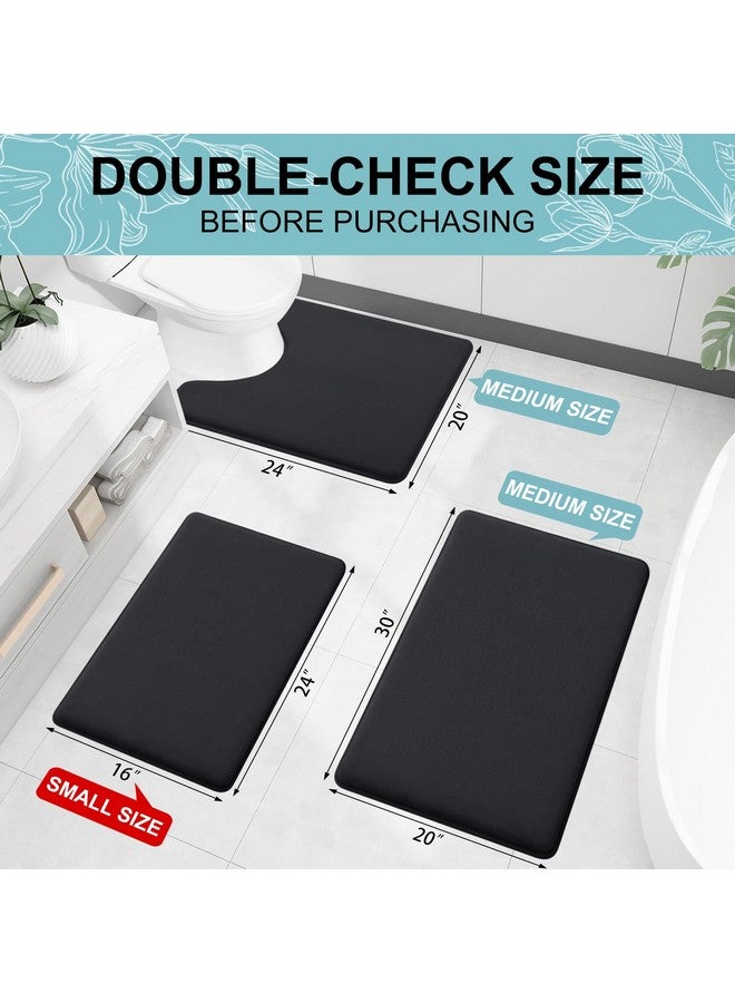 smiry حصيرة حمام سميري من فوم الذاكرة 24x16، ناعمة للغاية وامتصاصية، سجادة غير قابلة للانزلاق قابلة للغسل للأرضية، الدش والبانيو، سوداء - Image 1