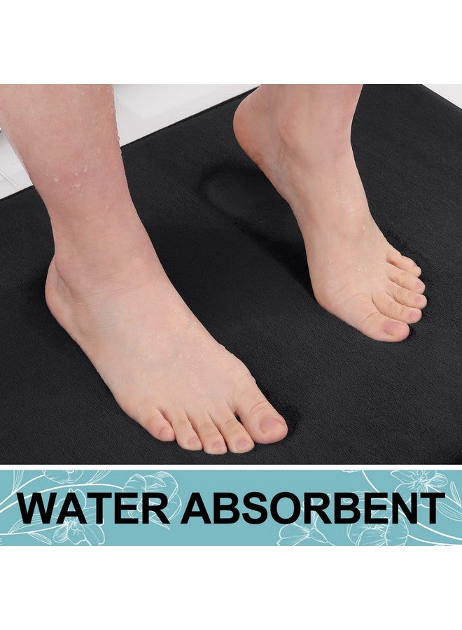 smiry حصيرة حمام سميري من فوم الذاكرة 24x16، ناعمة للغاية وامتصاصية، سجادة غير قابلة للانزلاق قابلة للغسل للأرضية، الدش والبانيو، سوداء - Image 4