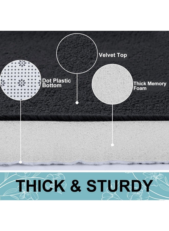 smiry حصيرة حمام سميري من فوم الذاكرة 24x16، ناعمة للغاية وامتصاصية، سجادة غير قابلة للانزلاق قابلة للغسل للأرضية، الدش والبانيو، سوداء - Image 2