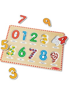 Melissa & Doug Melissa & Doug Lift & See Numbers Wooden Peg Puzzle (10 Pieces)  - Image 1
