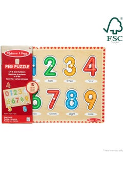 Melissa & Doug Melissa & Doug Lift & See Numbers Wooden Peg Puzzle (10 Pieces)  - Image 3