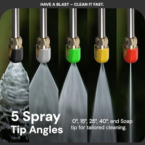Sun Joe 5-Pack Quick-Connect Pressure Washer Spray Tips, Nozzle Attachment Set with 0,15, 25, 40 Degree & Soap Tip - Portable Power Attachments and Accessories for SPX Washing Machines, SPX3000-TPS - Image 3