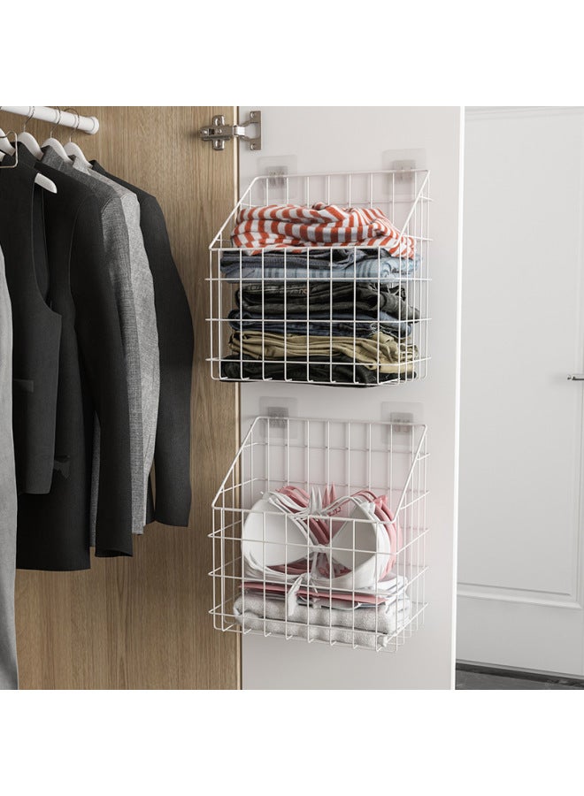 Wardrobe Hanging Rack Outside The Side Hanging Basket Storage Basket Storage Rack College Dormitory Room Wall Storage-Color:Style 2 Black Short Style (with Sticky Hook + Traceless Nails) - Image 5