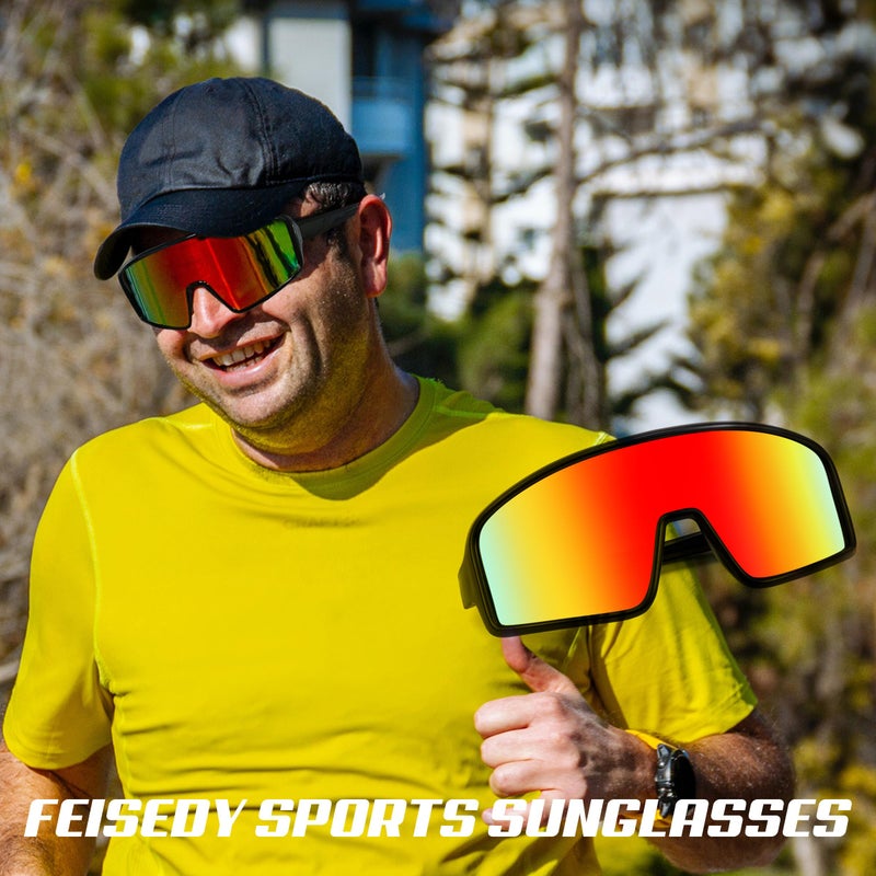 FEISEDY FEISEDY Sports Cycling Sunglasses 4 Lenses Baseball Fishing Ski Running Trekking Golf UV400 Mirrored Sun Glasses B2962  - Image 2