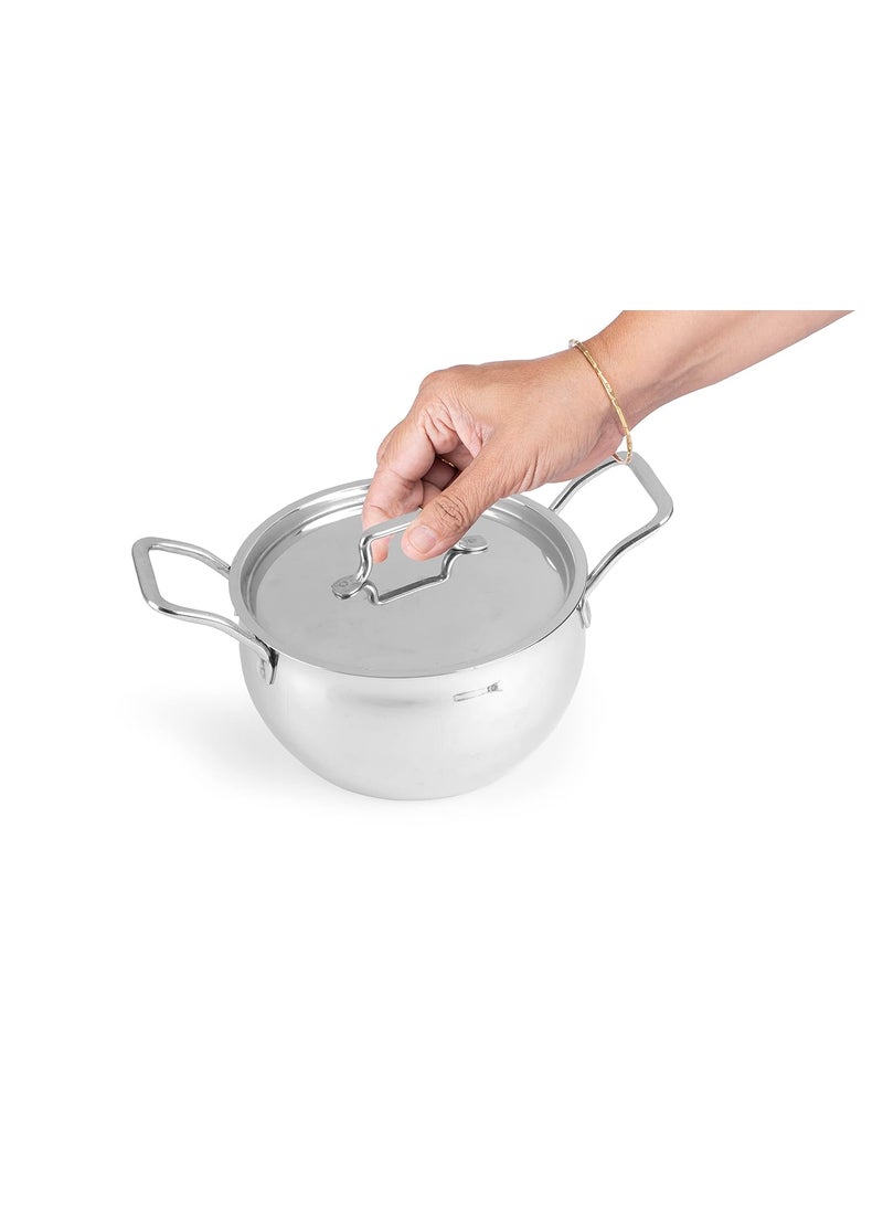 pigeon Pigeon Stainless Steel Milano 12 Pcs cookware Set - 1-Piece Saucepan with lid, 3- Piece Saucepot with lid 1-Piece Kadai with lid 2-Piece Ladles Induction Friendly Silver  - Image 5