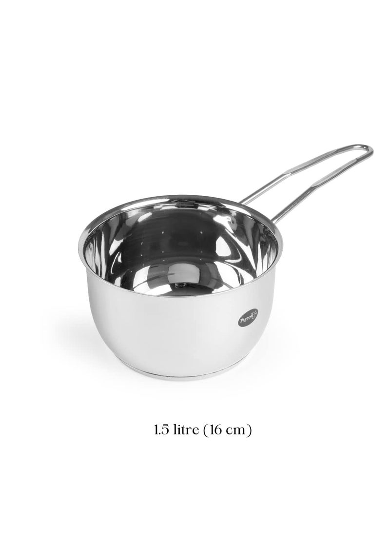 pigeon Pigeon Stainless Steel Milano 12 Pcs cookware Set - 1-Piece Saucepan with lid, 3- Piece Saucepot with lid 1-Piece Kadai with lid 2-Piece Ladles Induction Friendly Silver  - Image 2