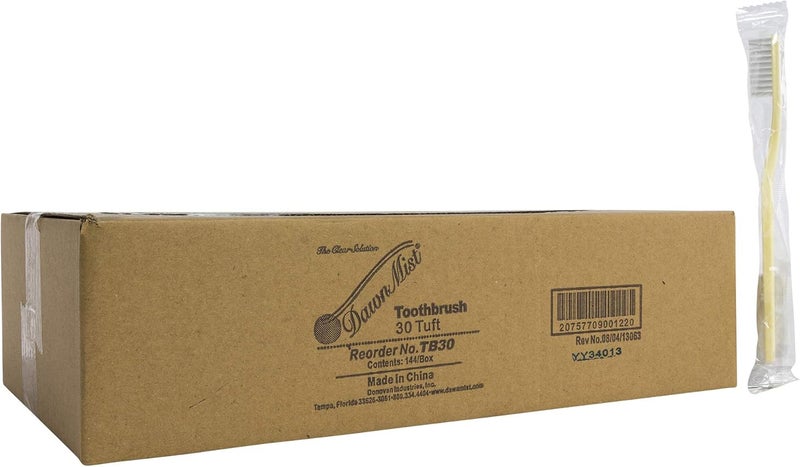 Disposable 30 Tuft Individually Wrapped Toothbrushes -Case of 144 -