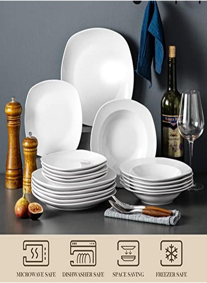 Generic - MALACASA Plates and Bowls Sets 36-Piece Gray White Dinnerware Sets for 12 Porcelain Square Dish Set with Dinner Plates Dessert Plates and Soup Plates Dinner Set without Mugs Series Elisa - Image 1