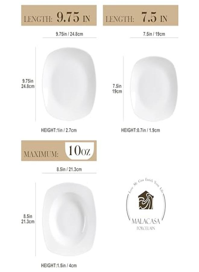 Generic - MALACASA Plates and Bowls Sets 36-Piece Gray White Dinnerware Sets for 12 Porcelain Square Dish Set with Dinner Plates Dessert Plates and Soup Plates Dinner Set without Mugs Series Elisa - Image 1
