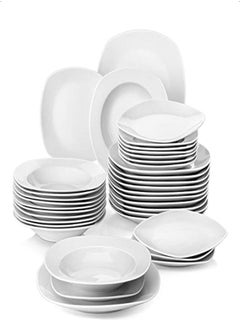 MALACASA Plates and Bowls Sets 36-Piece Gray White Dinnerware Sets for 12 Porcelain Square Dish Set with Dinner Plates Dessert Plates and Soup Plates Dinner Set without Mugs Series Elisa