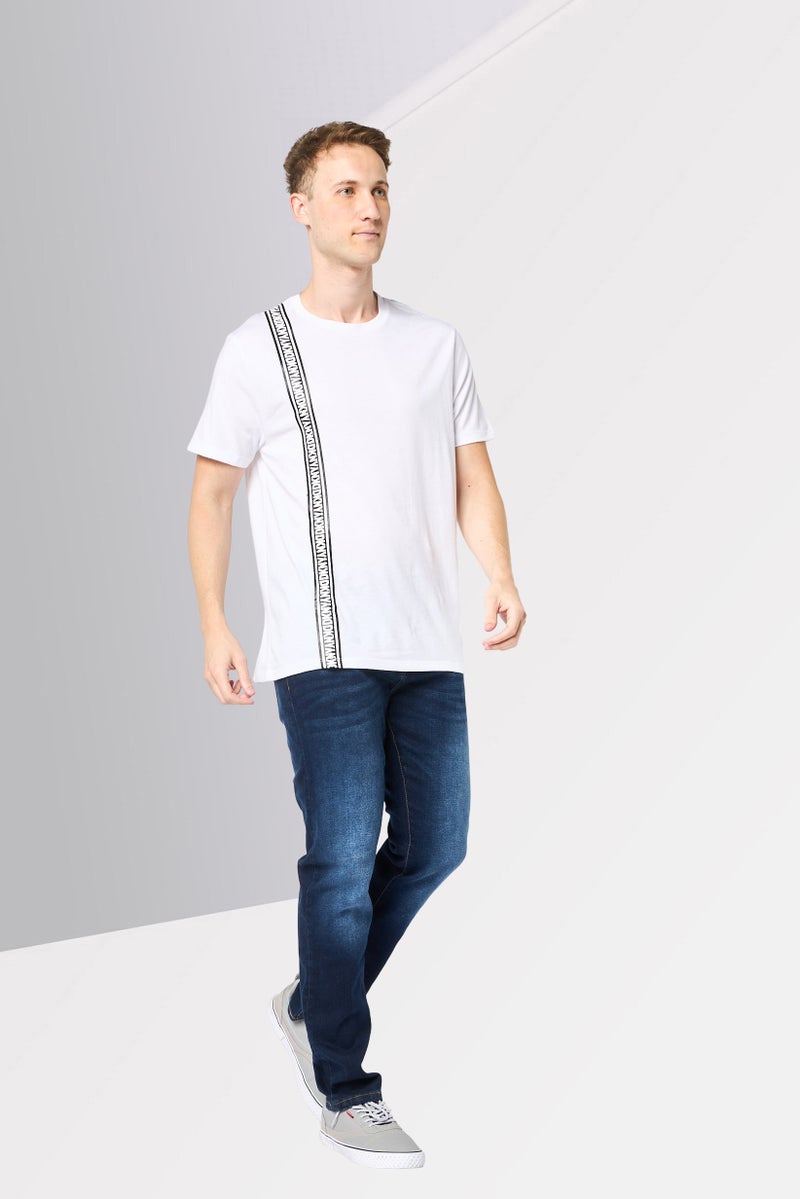 DKNY Men Crew Neck Short Sleeve Brand Logo T-Shirt, White - Image 2