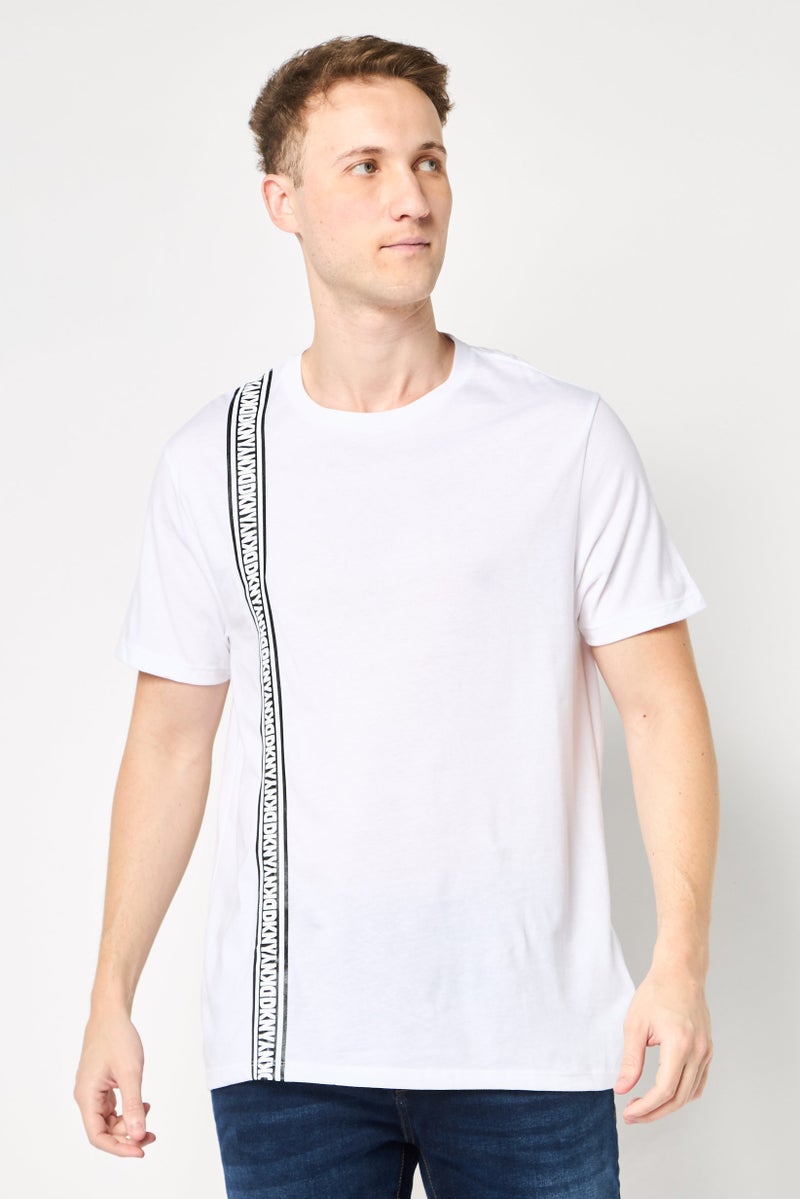 DKNY Men Crew Neck Short Sleeve Brand Logo T-Shirt, White - Image 1
