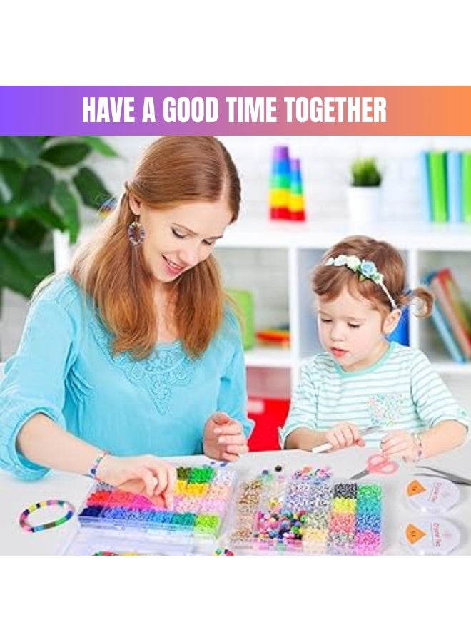 Crystal Tec DIY Jewelry Making Kit with Hooks 2 String Reels Scissors Handmade Necklace Bracelets Rings Pendant Keychain Making Kit with Seed Pop Flat Shell Beads Letter Shapes Art Craft Activity Kit for Kids Party Favors Goodie Bag Stuffers Birthday Gifts Return Gifts Screen Free Activity - Image 5