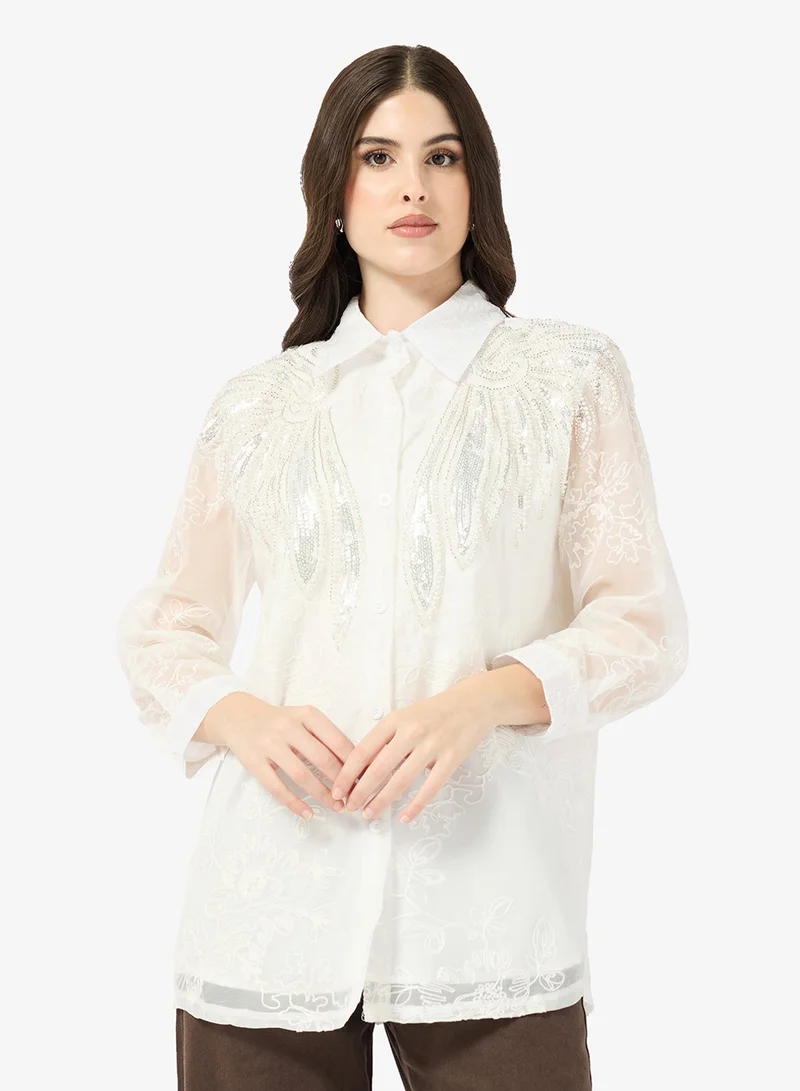 ELLA Embroidered Button Down Shirt