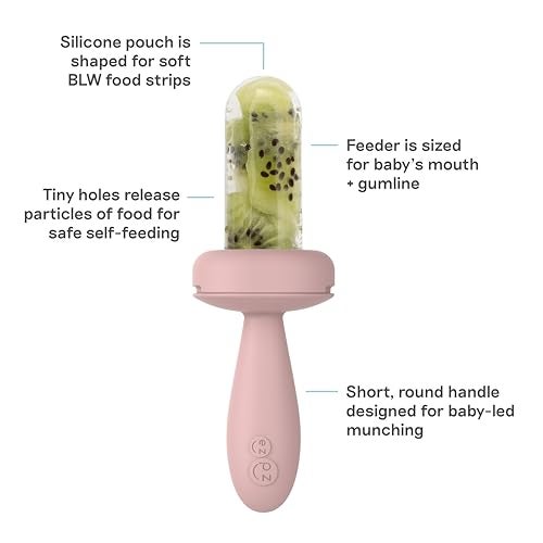 ezpz Baby-Led Gumline Feeder (Blush) - Silicone Fruit Feeder for Infants 4 Months + - Baby Feeding Essentials - BLW Tools - Works Best with Compatible Ice Tray (Sold Separately) - Image 2