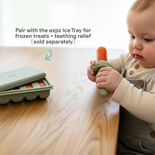 ezpz Baby-Led Gumline Feeder (Blush) - Silicone Fruit Feeder for Infants 4 Months + - Baby Feeding Essentials - BLW Tools - Works Best with Compatible Ice Tray (Sold Separately) - Image 3