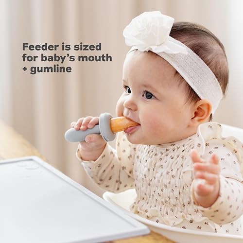 ezpz Baby-Led Gumline Feeder (Blush) - Silicone Fruit Feeder for Infants 4 Months + - Baby Feeding Essentials - BLW Tools - Works Best with Compatible Ice Tray (Sold Separately) - Image 5