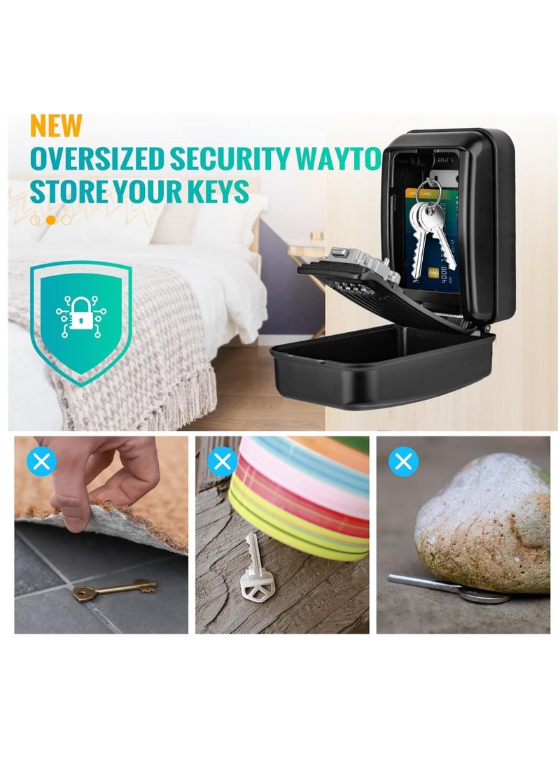 Zikra Key Lock Box, Key Safe Box Outdoor Waterproof Wall Mounted Security Large Keysafe with 4 Digit Resettable Combination Key Storage Box Zinc Alloy Key Cabinet for Home Garage School - Image 3