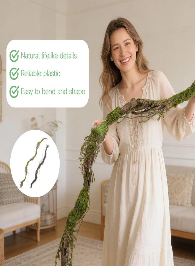 DORMIYA 78.7 in Artificial Moss Vine with Moss Threads, Realistic Greenery Garland Vine for Home Decor, Bendable Faux Grapevine Forest Decor for Room Wedding Home Habitat Front Door Wrap Decoration - Image 3
