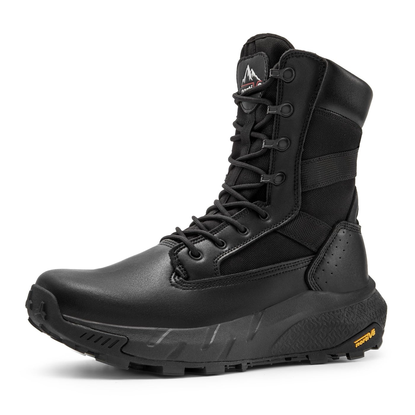 NORTIV 8 Men's Breathable Tactical Military Work Boots Side Zipper Leather Lightweight Hiking Motorcycle Combat Boots 8 Inches Peakforce,Size 10.5,Coyote,SNMT242M