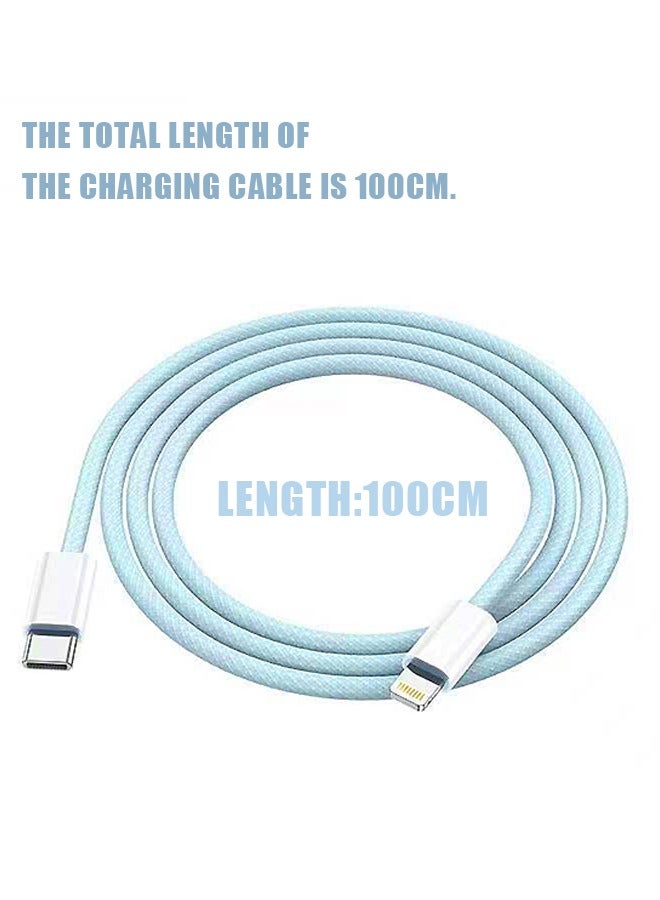 2 Pcs Braid Charger Cable for iPhone, 20W Fast Charge to USB Charging Cable, Charger Cord 1.0m (Blue+Green)  - Image 2