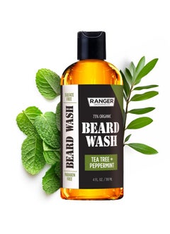 Leven Rose Leven Rose Beard Wash Shampoo by Ranger Grooming Co, Sulfate Free Natural Beard Cleanser & Conditioner for Men, Tea Tree & Peppermint for Growth & Thickening, Paraben Free 4 oz  - Image 1
