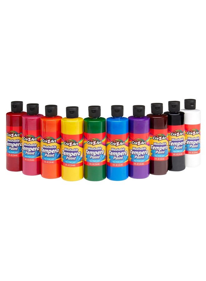 Cra-Z-Art Washable Tempera Paint Bulk Pack 10ct, Assorted Colors 8oz each bottle - Image 1