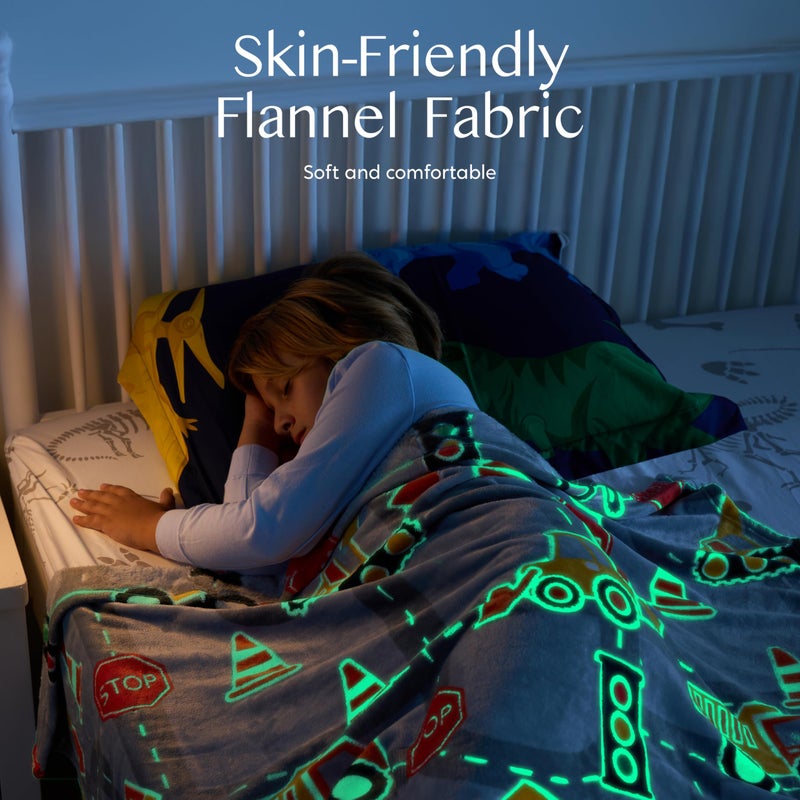 Joiedomi Glow in The Dark Blanket - Construction Gifts for Girls Boys Age 2 3 4 5 6 7 8 9 10 11 12 Year Old - Soft Cozy Flannel Kids Throw Blanket  Birthday Bedroom Decor 50""?60"" - Image 4