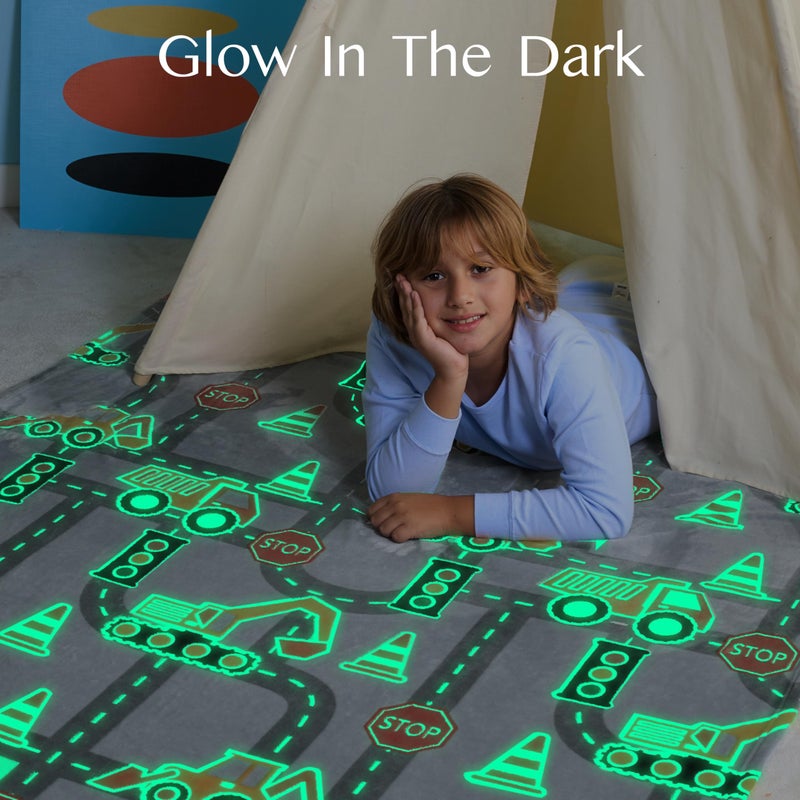 Joiedomi Glow in The Dark Blanket - Construction Gifts for Girls Boys Age 2 3 4 5 6 7 8 9 10 11 12 Year Old - Soft Cozy Flannel Kids Throw Blanket  Birthday Bedroom Decor 50""?60"" - Image 2