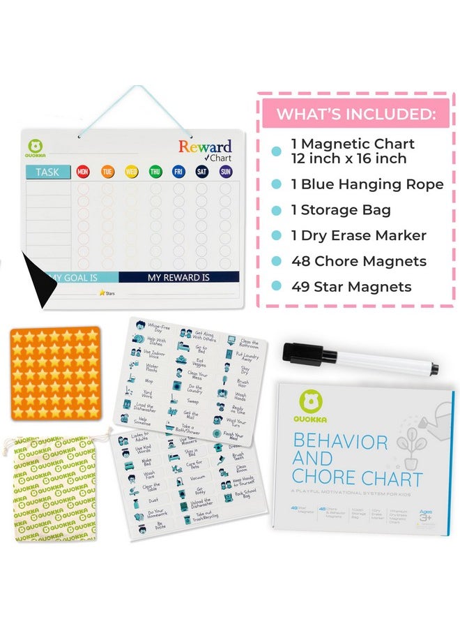 quokka - Magnetic Behavior Chore Chart For Kids At Home - Gift Reward Visual Schedule Chart - Dry And Erase Routine And Responsibility - Use 99 Magnets, Markers, Stickers - From Toddlers To Teens - Image 1