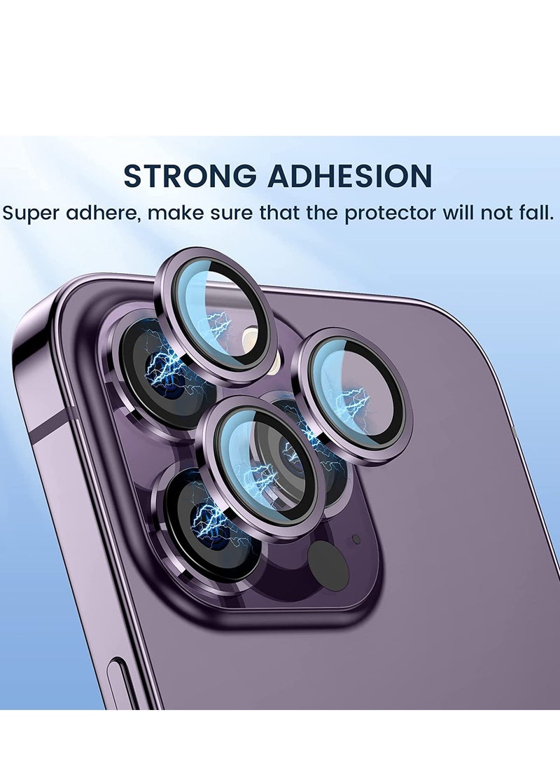 for iPhone 15 Pro Max/iPhone 15 Pro Camera Lens Protector, Anti Scratch HD Tempered Metal Glass Camera Screen Protector Shockproof Cover Film [Show Original Camera], Deep Purple  - Image 1