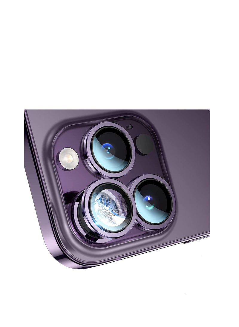 for iPhone 15 Pro Max/iPhone 15 Pro Camera Lens Protector, Anti Scratch HD Tempered Metal Glass Camera Screen Protector Shockproof Cover Film [Show Original Camera], Deep Purple  - Image 2