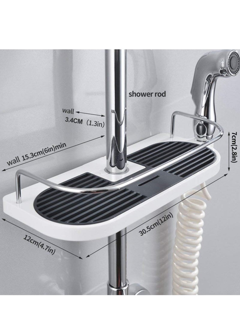SOLARAE Bathroom storage rack adjustable shower rack without perforated frame box Bathroom lifting tray snap on shower accessories (18-25mm) - Image 3