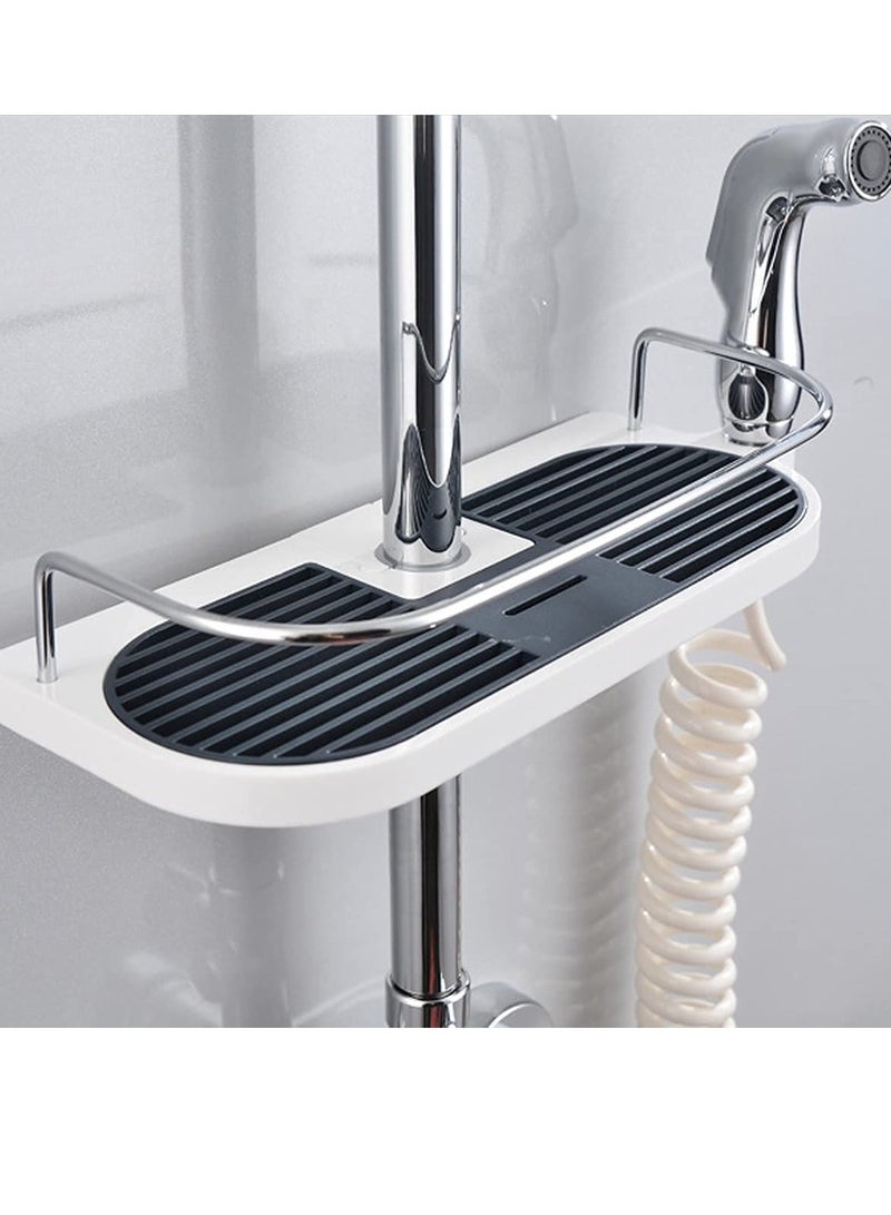SOLARAE Bathroom storage rack adjustable shower rack without perforated frame box Bathroom lifting tray snap on shower accessories (18-25mm) - Image 1