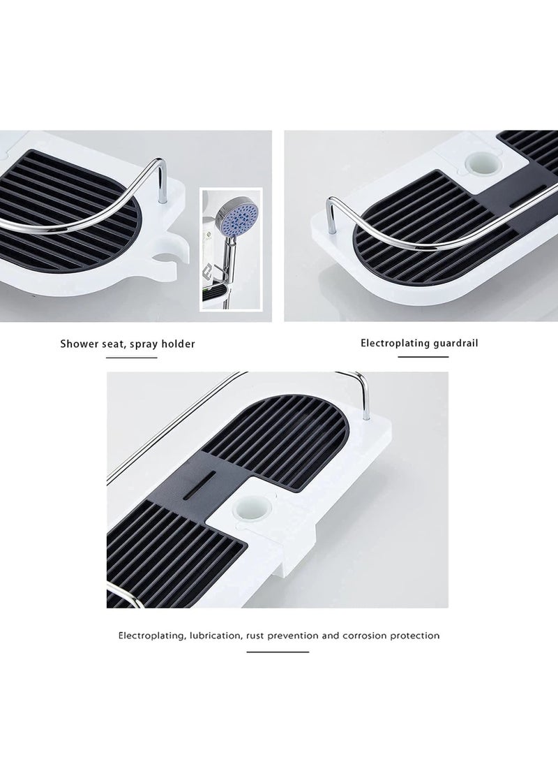 SOLARAE Bathroom storage rack adjustable shower rack without perforated frame box Bathroom lifting tray snap on shower accessories (18-25mm) - Image 4