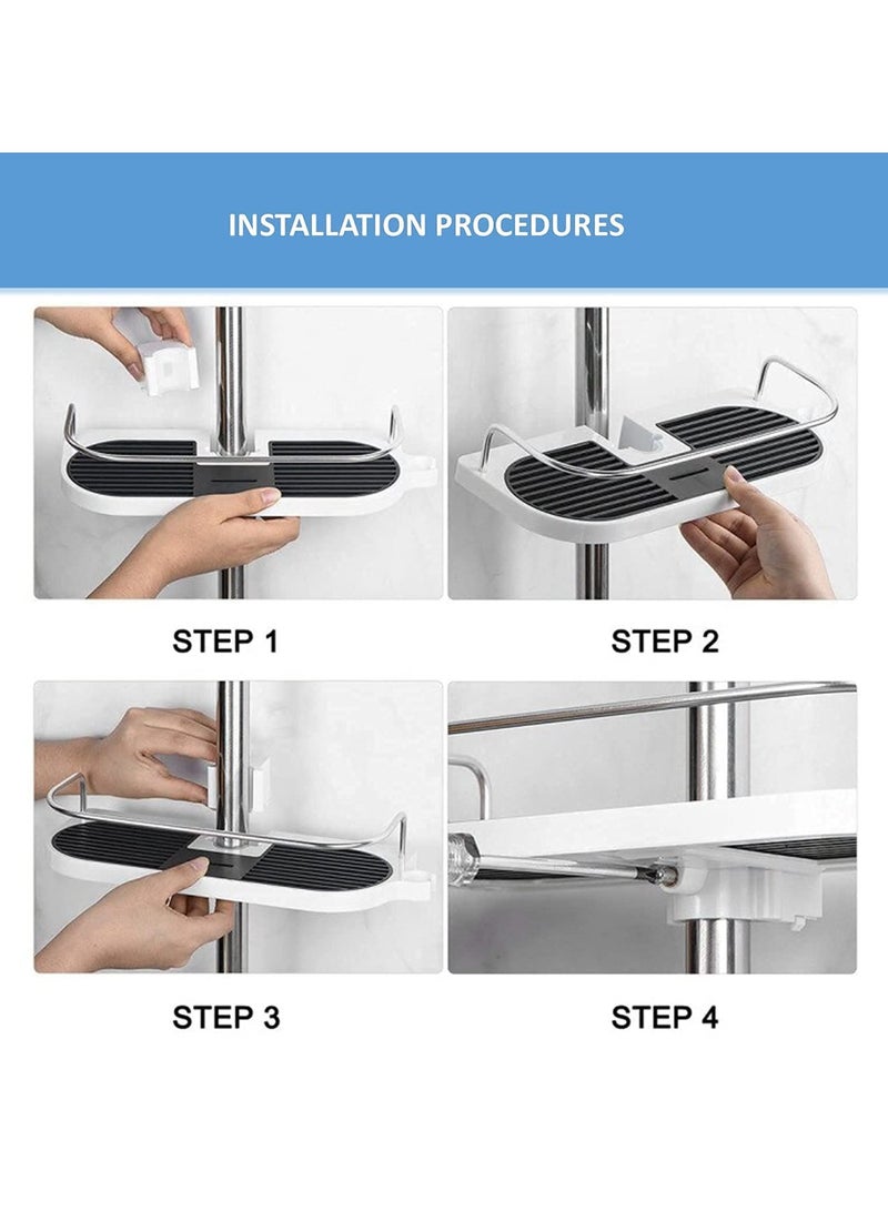 SOLARAE Bathroom storage rack adjustable shower rack without perforated frame box Bathroom lifting tray snap on shower accessories (18-25mm) - Image 5