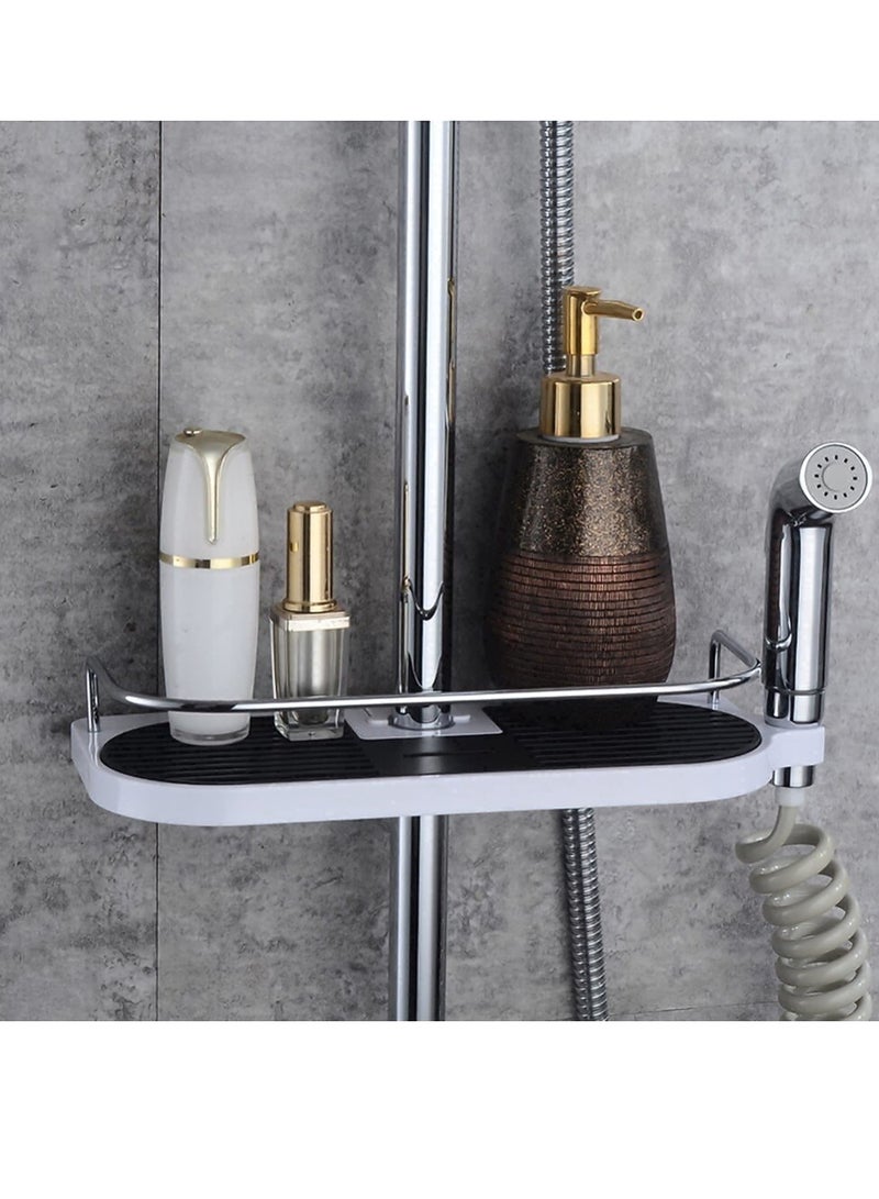 SOLARAE Bathroom storage rack adjustable shower rack without perforated frame box Bathroom lifting tray snap on shower accessories (18-25mm) - Image 2