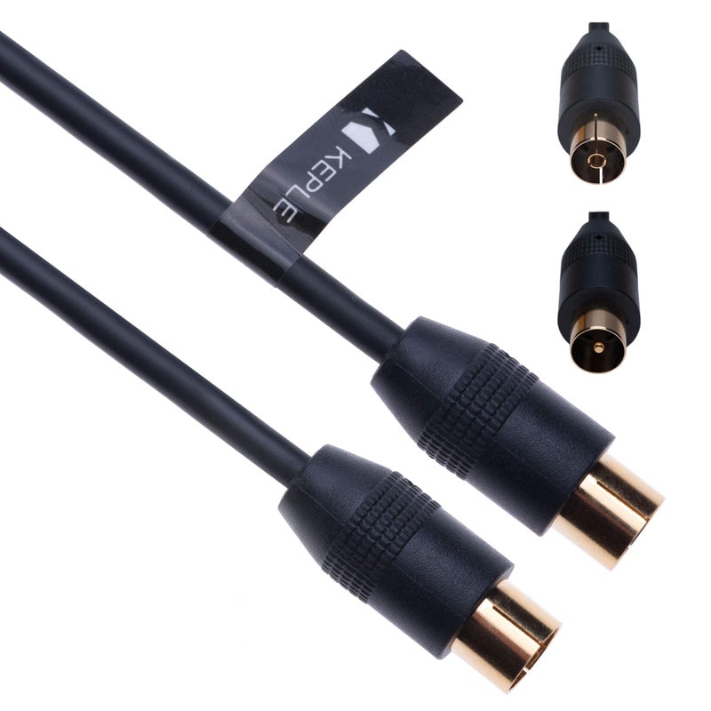 Keple RF Coaxial Cable TV Aerial Lead 2m Coax Plug Male to Female Antenna Socket Extension for Freeview, Xfinity, AT&T, Wow!, TDS, COX, DVD, VCR Connect to Television | Gold M-F Connector (Black) - Image 5