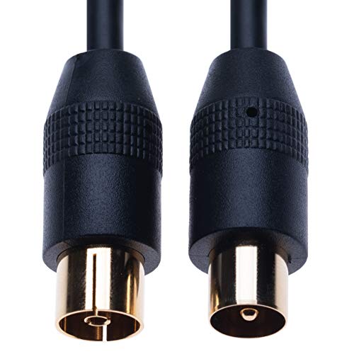 Keple RF Coaxial Cable TV Aerial Lead 2m Coax Plug Male to Female Antenna Socket Extension for Freeview, Xfinity, AT&T, Wow!, TDS, COX, DVD, VCR Connect to Television | Gold M-F Connector (Black) - Image 2