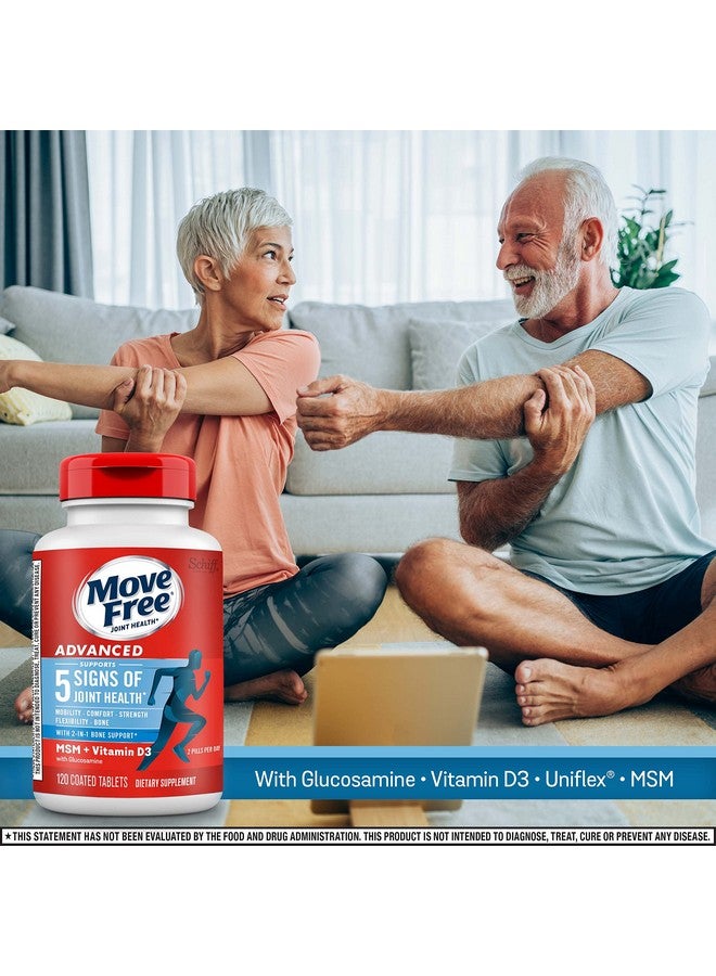 Move Free مكمل دعم المفاصل المتقدم جلوكوزامين كوندروايتين MSM + فيتامين D3 يدعم الحركة والراحة والقوة والمرونة وصحة العظام + المناعة 120 قرص (40 حصة)* - Image 3