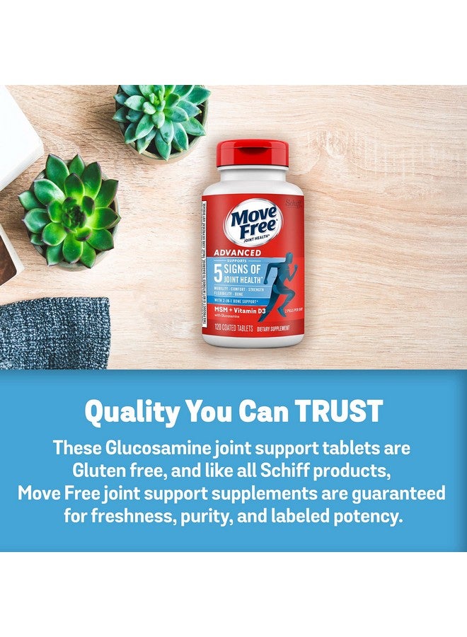 Move Free مكمل دعم المفاصل المتقدم جلوكوزامين كوندروايتين MSM + فيتامين D3 يدعم الحركة والراحة والقوة والمرونة وصحة العظام + المناعة 120 قرص (40 حصة)* - Image 5