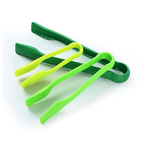 ARQIVO® 3 Piece Multifunctional Plastic Food Tongs Kitchen Bread Non-Slip Cooking Clip Clamp BBQ Salad Tools Grill Utensils - 6/8/10 Inch (Green) - Image 1