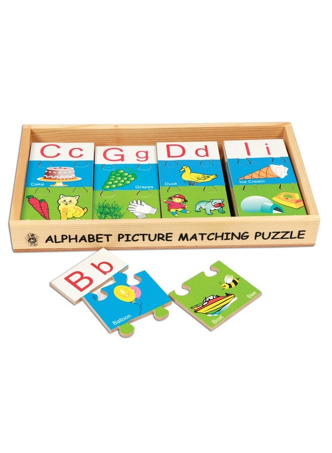 Skillofun Skillofun Wooden Alphabet Picture Matching Puzzle Strips, Multi Color,for Kid