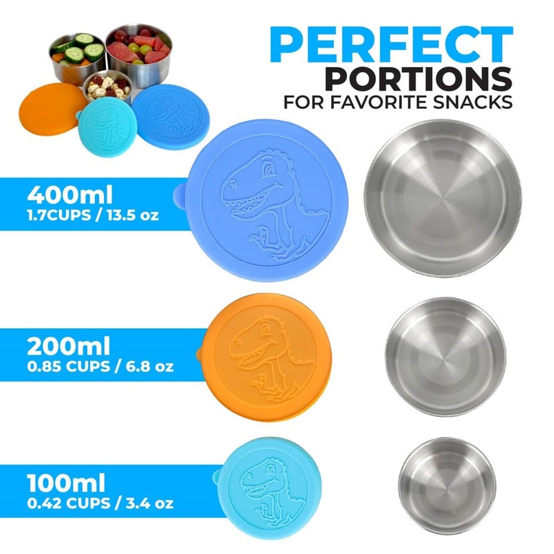 Kinsho Stainless Steel Lunch Box Food Prep Storage Containers with Lids & Ice Pack, Metal Container Stackable Boxes for Kids Adults Sandwich Salad Keto Snack or Meal, Leakproof Bento Set of 3 Small - Large - Image 4