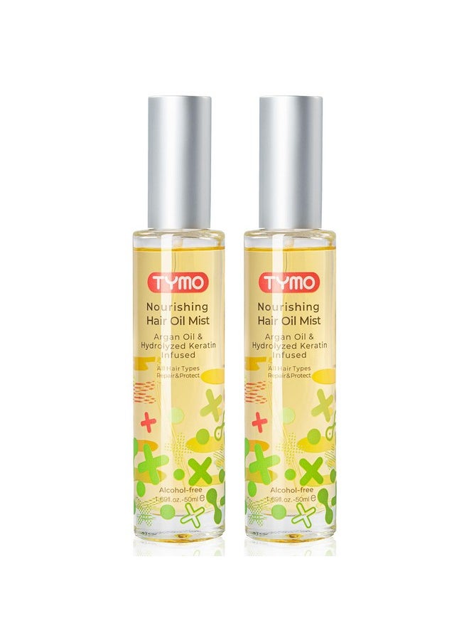 TYMO TYMO Argan Hair Oil Spray - Hydrating Veganic Natural 6 Blend Oil for Frizzy & Dry Hair, Organic Pure Formula, Daily Use Hair Treatment, Smooth Damaged Ends, Olive Oil & Vitamin E Infused, Pack of 2  - Image 1