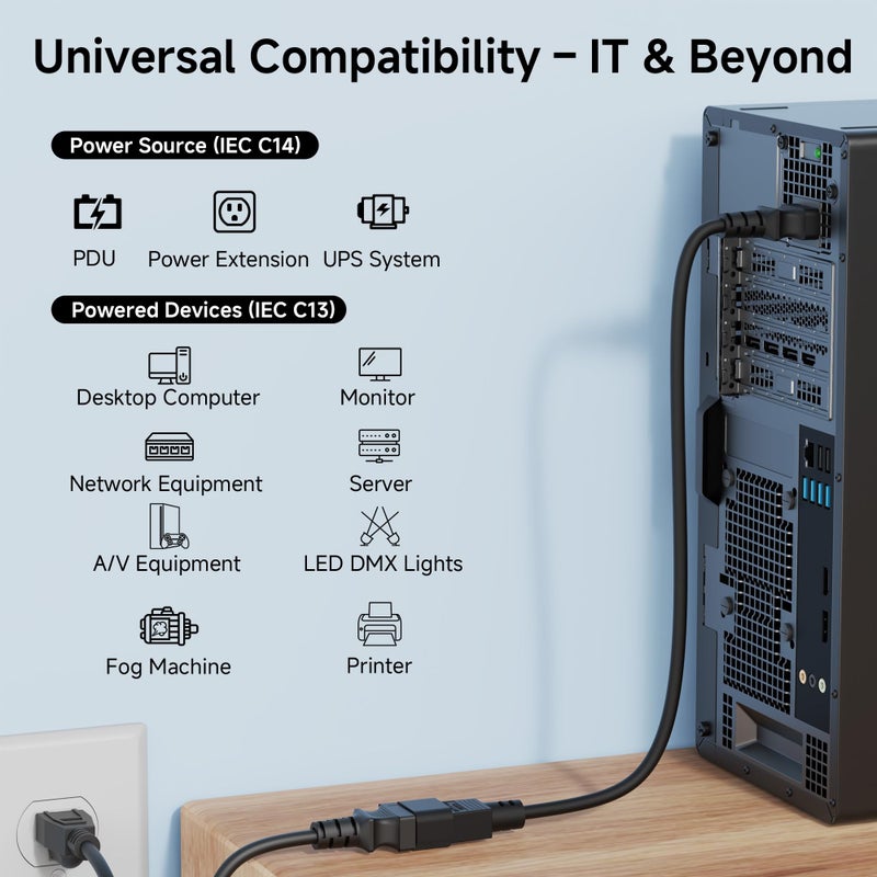كابل ماترز مجموعة أسلاك الطاقة من IEC C14 إلىIEC C13 PDU مكونة من قطعتين - Image 3