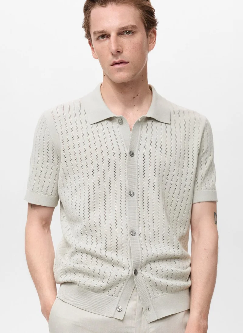 مانجو مان Open Work Detailed Shirt