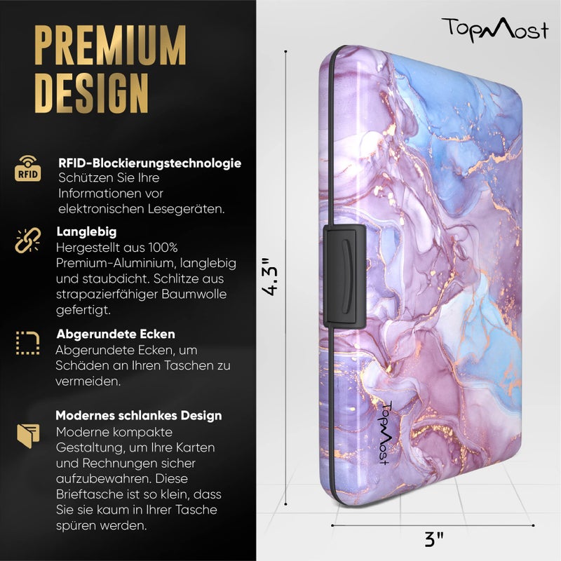 TopMost Aluminum Wallet, Card Case Wallet, Metal RFID Credit Card Holder for Men & Women, 6 Cotton Slots for 10-12 Cards And Bills, Rfd Protective (Marble Texture) - Image 2